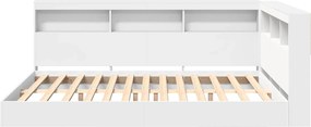 vidaXL Κρεβάτι Βιβλιοθήκης Λευκό 140 x 200 cm Επεξεργασμένο Ξύλο