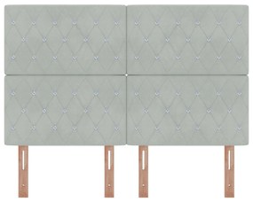 vidaXL Κεφαλάρα LED Ανοιχτό Γκρι 72 cm Βελούδο