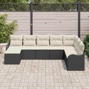 vidaXL Σετ Καναπέ Κήπου με μαξιλάρι 8 pcs Μαύρο Πολυ ράταν