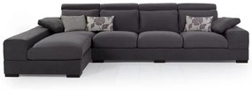 Γωνιακός καναπές κρεβάτι Kaly, σκούρο γκρι 360x90x180cm Αριστερή γωνία – MIL-TED-001