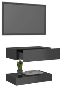 vidaXL Έπιπλο Τηλεόρασης με LED Γυαλιστερό Γκρι 60 x 35 εκ.
