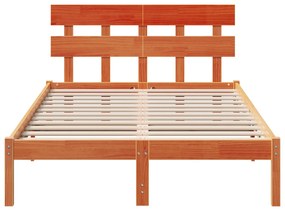 vidaXL Κρεβάτι με Κεφαλάρι Καφέ 140x190 εκ Μασίφ ξύλο Πεύκου