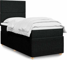 vidaXL Κρεβάτι Boxspring με Στρώμα Μαύρο 90x190 εκ.Υφασμάτινο