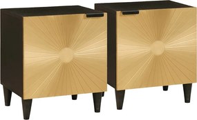 vidaXL Κομοδίνο 2 pcs Μαύρο και Χρυσό 40 x 33 x 46 εκ.