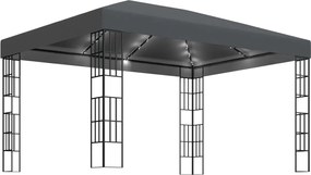 vidaXL Κιόσκι με Φωτάκια LED Ανθρακί 3 x 4 μ.