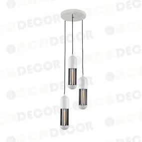 ΚΡΕΜΑΣΤΟ Φ/Σ 3ΧΕ27 ΛΕΥΚΟ ΜΕΤΑΛΛΙΚΟ D27XH120CM LAB ACA HM173P27WH