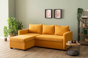 Γωνιακός Καναπές Κρεβάτι Μουσταρδί KADO 153x236x90