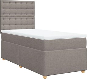 vidaXL Κρεβάτι Boxspring με Στρώμα Taupe 90x200 εκ. Υφασμάτινο
