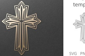 Σετ των 3 Intra απο ξύλο plywood 3mm-4mm πάχος Christian Faith Cross . Crucifix Δίασταση 7x7 cm INTRAFABR-106001417
