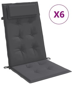 vidaXL Μαξιλάρια Καρέκλας με Πλάτη 6 τεμ. Ανθρακί από Ύφασμα Oxford
