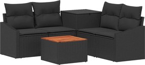 vidaXL Σετ Καναπέ 6 τμχ. Μαύρο 55 x 55 x 37 εκ Πολυ-ρακί και Χάλυβας