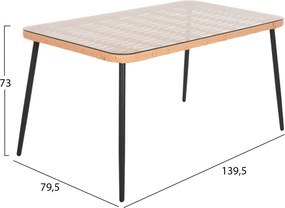 ΣΕΤ ΕΞΩΤ.ΧΩΡΟΥ 5ΤΜΧ ALLEGRA HM21027 ΣΕ ΜΠΕΖ & ΜΑΥΡΟ ΧΡΩΜΑ WICKER-ΜΕΤΑΛΛΟ