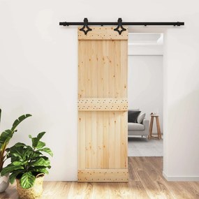 vidaXL Συρόμενη Πόρτα Φυσικό και Μαύρο 70 x 210 cm