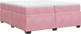 vidaXL Κρεβάτι Boxspring με Στρώμα Ροζ 200x200 εκ. Βελούδινο