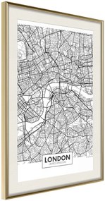 Αφίσα - City Map: London - 30x45 - Χρυσό - Με πασπαρτού