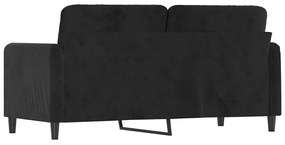 Καναπές Διθέσιος Μαύρος 140 εκ. Βελούδινος - Μαύρο