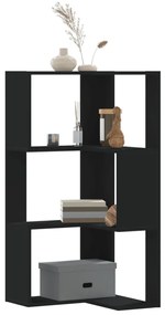 vidaXL Βιβλιοθήκη Γωνιακή 3 Επ. Μαύρο 50x50x102εκ Επεξ. Ξύλο