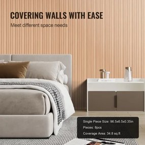 VEVOR Wood Slat Acoustic Panels 8 PCS 96 x 6 inch WPC for Modern Wall Ash Wood