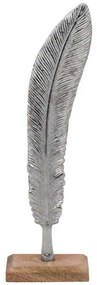 Διακοσμητικό Φτερό Leaf 934-123-011 16x7,5x32cm Nickel-Natural Wood,Aluminum