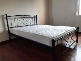 Κρεβάτι 016 με τάβλες και στρώμα 90x200 μεταλλικό μονό ΛΕΥΚΟ