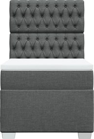 vidaXL Κρεβάτι Boxspring με Στρώμα Σκούρο Γκρι 90x190 εκ. Υφασμάτινο