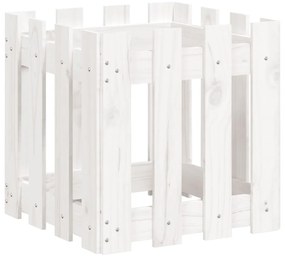 vidaXL Ζαρντινιέρα με Σχέδιο Φράχτη Λευκή 40 x 40 x 40 εκ. Μασίφ Πεύκο