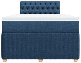 Κρεβάτι Boxspring με Στρώμα Μπλε 120x200 εκ. Υφασμάτινο - Μπλε