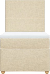 vidaXL Κρεβάτι Boxspring με Στρώμα Κρεμ 100 x 200 εκ. Υφασμάτινο