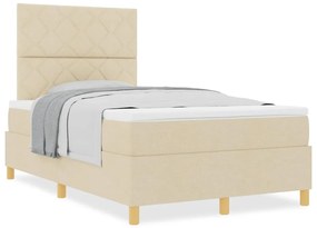 vidaXL Κρεβάτι με ελατήρια με κεφαλάρι Κρεμ 120 x 200 cm ύφασμα