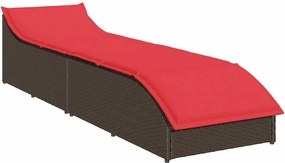 vidaXL Πτυσσόμενη ξαπλώστρα με μαξιλάρι και αποθήκευση Brown