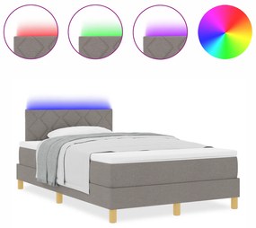 vidaXL Κρεβάτι με Βάση και Στρώμα με LED Ταμπά 120x200 εκ. Ύφασμα