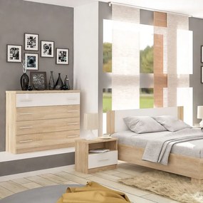 Κομοδίνο Geneva pakoworld σετ 2τεμ φυσικό-λευκό 50x37x45.5εκ