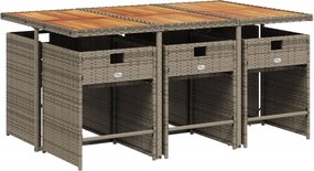 vidaXL Σετ Τραπεζαρίας Κήπου 7 τεμ. Γκρι Συνθ. Ρατάν με Μαξιλάρια