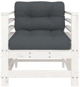 vidaXL Καρέκλες Κήπου με Μαξιλάρια 2 τεμ. Λευκές από Μασίφ Ξύλο Πεύκου