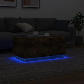 vidaXL Τραπεζάκι Σαλονιού με LED Καπνιστή Δρυς 90 x 50 x 40 εκ.