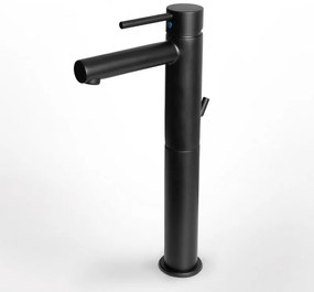Eurorama Tonda Black Matt Μπαταρία Νιπτήρος Υψηλή, με Aυτόματη Bαλβίδα 145310P-400