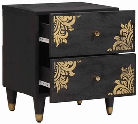 vidaXL Κομοδίνο 2 pcs Μαύρο 40 x 33 x 46 εκ. Στερεό ξύλο μάνγκο