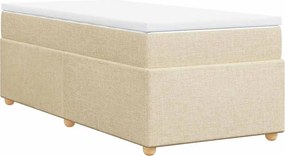 vidaXL Κρεβάτι Boxspring με Στρώμα Κρεμ 100 x 200 εκ. Υφασμάτινο