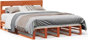 vidaXL Σκελετός Κρεβ. Χωρίς Στρώμα Καφέ Κεριού 135x190 εκ Μασίφ Πεύκο