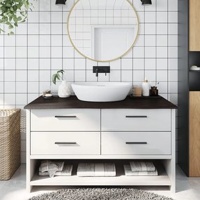 vidaXL Πάγκος Μπάνιου Σκούρο Καφέ 100x60x2 εκ. Επεξ. Μασίφ Ξύλο