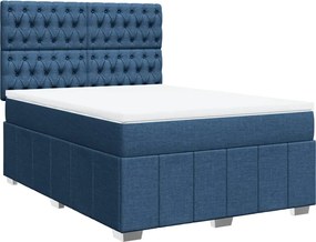 vidaXL Κρεβάτι Boxspring με Στρώμα Μπλε 140x200 εκ. Υφασμάτινο