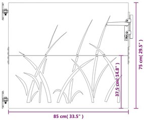 Πύλη Κήπου με Σχέδιο Γρασίδι 85 x 75 εκ. από Ατσάλι Corten - Καφέ