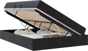 vidaXL Κρεβάτι με αποθηκευτικό χώρο και στρώμα 2 pcs Μαύρο Δέρμα