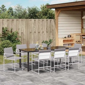 vidaXL Σέτ φαγητού για κήπο 9 pcs Λευκό 200 x 80 x 73 εκ