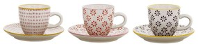 Φλυτζάνια Καφέ Με Πιατάκι Susie (Σετ 3Τμχ) 21105737 90ml Multi Bloomingville Ceramic