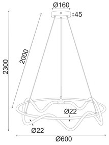 ΚΡΕΜΑΣΤΟ Φ/Σ LED 36W 3000K 2100LM KYMA ΜΑΥΡΟ ΜΕΤ/ΚΟ IP20 D60XH230CM