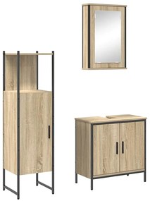 vidaXL Σετ Επίπλων Μπάνιου με ράφι με πόρτα 3 pcs Καφέ 60 x 30 x 60 cm