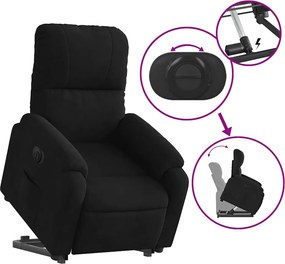 vidaXL Πολυθρόνα Ηλεκ. Ανακλινόμενη Ανύψωση Μαύρο Ύφασμα Μικροϊνών