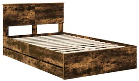 vidaXL Σκελετός Κρεβατιού Καπνιστό Δρύς 135 x 190 cm Μηχανήματος Ξύλο