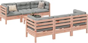 vidaXL Καναπές Κήπου Σετ 7 Τεμ. Μασίφ Ψευδοτσούγκα Ελάτης Μαξιλάρια